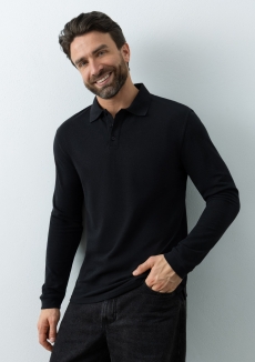 Рубашка поло унисекс STAN длинный рукав хлопок/полиэстер 185, 104S