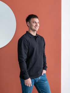 Рубашка поло унисекс STAN длинный рукав хлопок 185, 104LS