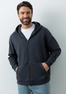 Толстовка унисекс оверсайз на молнии с капюшоном сэндвич 320, 100